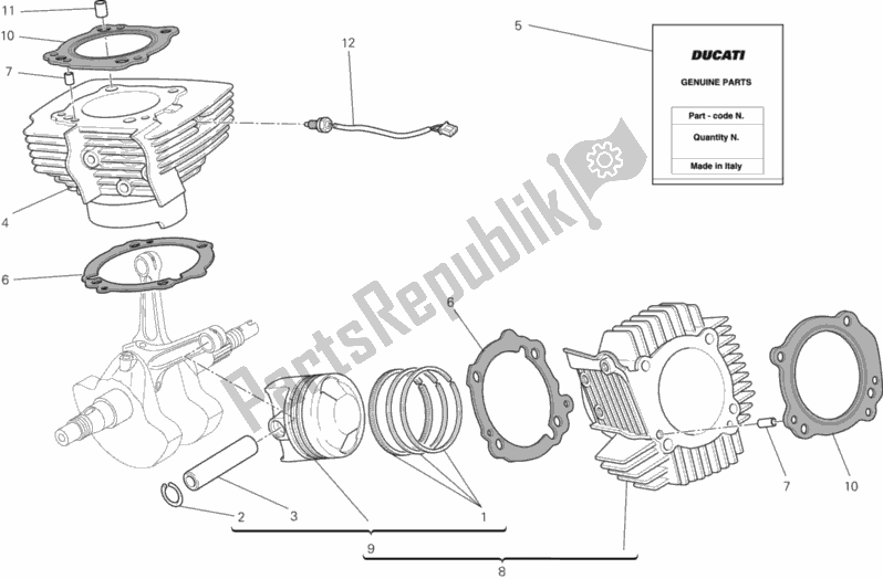 All parts for the Cylinder - Piston of the Ducati Monster 796 ABS Thai Special Thailand 2015